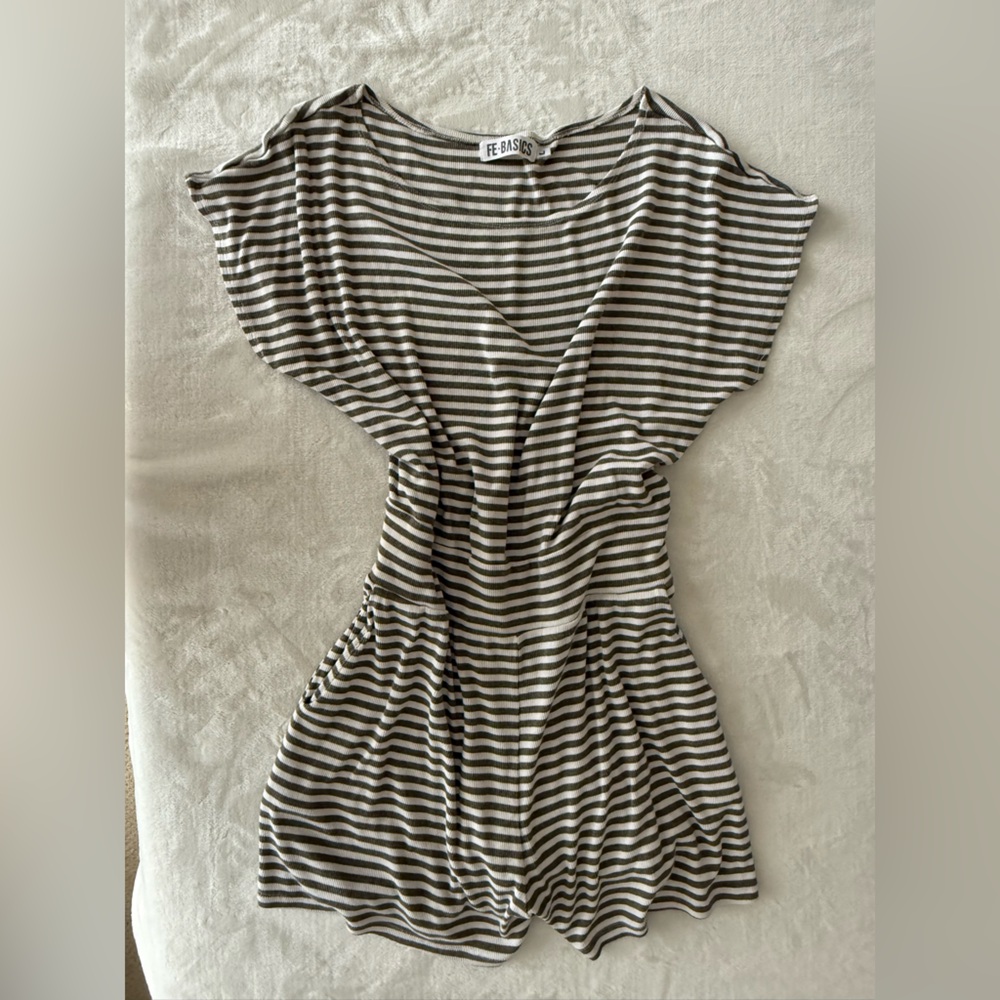 FIGHTING EEL striped romper with pockets and boat neck